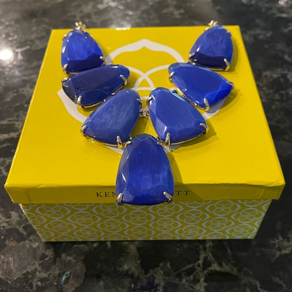 Kendra Scott Harlow Gold Bold Cobalt Blue Statement Necklace | New Retail $195